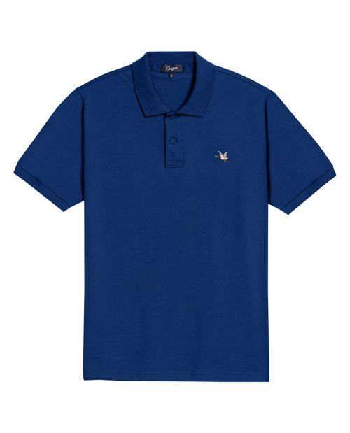 Camisa Polo de Hombre Slim Fit Manga Corta con Pato Bordado de Colores en Mezcla de Algodón