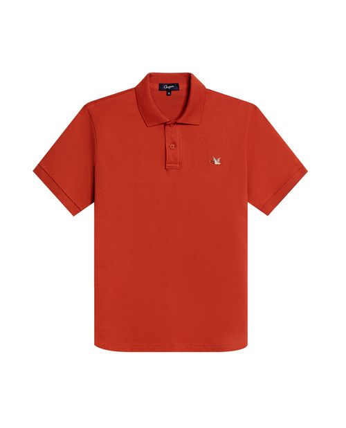 Camisa Polo de Hombre Slim Fit Manga Corta con Pato Bordado de Colores en Mezcla de Algodón