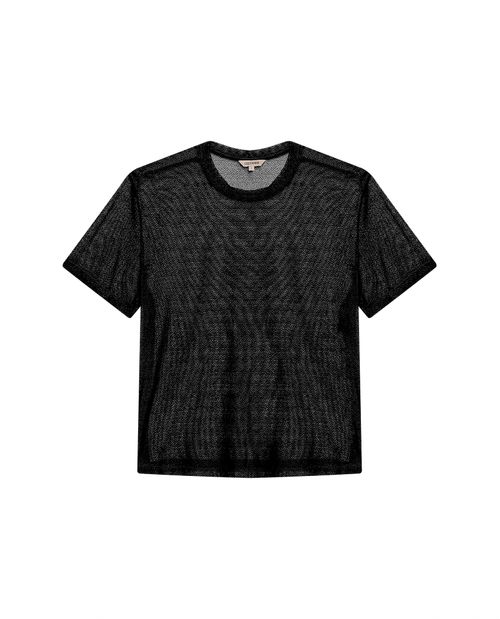 Camiseta de Mujer Moda Silueta Recta Tipo Malla con Transparencia en Mezcla de Poliéster