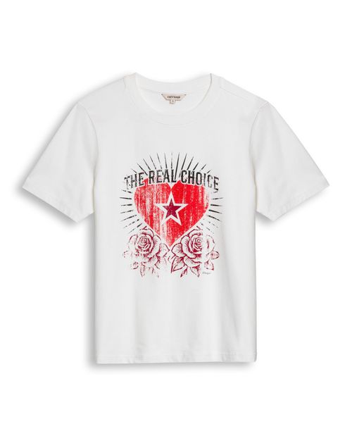 Camiseta de Mujer Gráfica Slim Fit Cuello Redondo con Corazón The Real Choice en Algodón