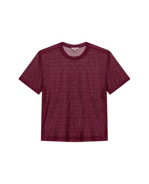 Camiseta de Mujer Moda Silueta Recta Tipo Malla con Transparencia en Mezcla de Poliéster