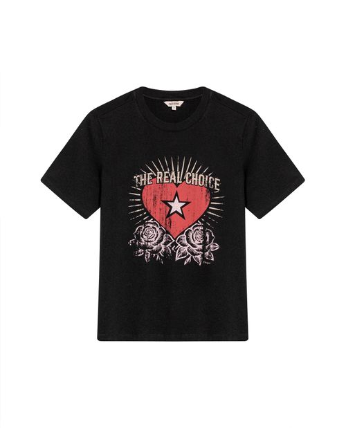 Camiseta de Mujer Gráfica Slim Fit Cuello Redondo con Corazón The Real Choice en Algodón