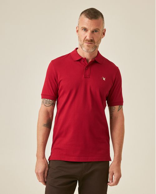 Camisa Polo de Hombre Slim Fit Manga Corta con Pato Bordado de Colores en Mezcla de Algodón