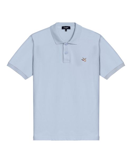 Camisa Polo de Hombre Slim Fit Manga Corta con Pato Bordado de Colores en Mezcla de Algodón