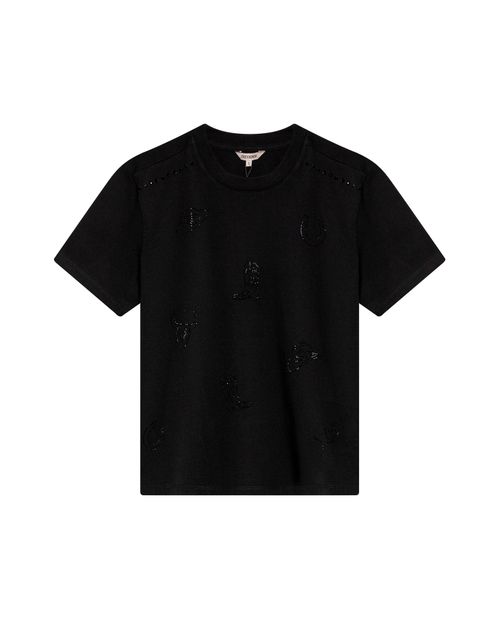 Camiseta de Mujer Rodeo Gráfica Oversized con Estampado y Piedras en Algodón