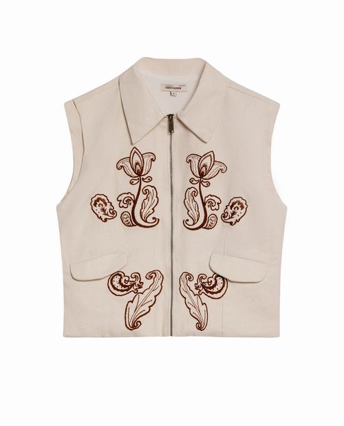 Chaleco de Mujer Rodeo Silueta Recta Simulación Doble Prenda Denim Pitch en Algodón