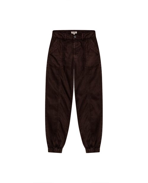 Pantalón de Mujer Silueta Jogger Tiro Alto Denim Liviano Viscosa Diagonal en Mezcla de Algodón y Lyocell