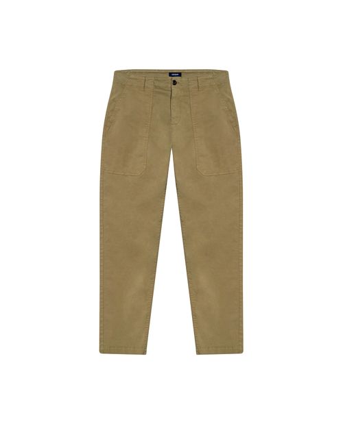 Pantalón de Hombre Carpintero Tiro Medio Silueta Cargo con Diagonal Marcada en Mezcla de Algodón y Tencel