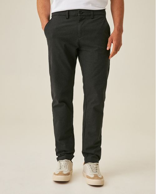 Pantalón de Hombre Smart Slim Fit Tiro Medio con Ribetes y Detalles en Rojo en Mezcla de Algodón