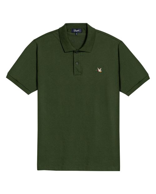 Camisa Polo de Hombre Slim Fit Manga Corta con Pato Bordado de Colores en Mezcla de Algodón