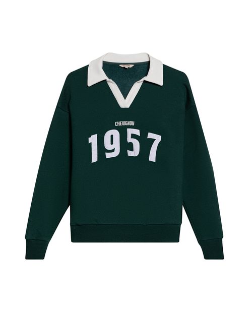 Buzo de Mujer Tipo Polo Gráficos Chevignon Bordados en Mezcla de Algodón