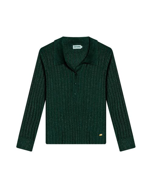 Camibuso de Mujer Tejido Silueta Recta Acanalado con Lurex en Mezcla de Viscosa