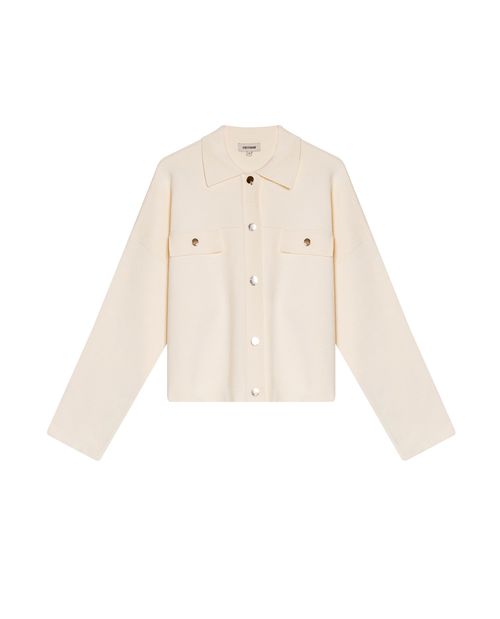 Chaqueta de Mujer Tejida Silueta Boxy Jersey Tupido en Mezcla de Viscosa