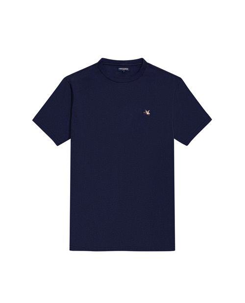 Camiseta de Hombre Slim Fit Manga Corta Cuello Redondo Pato Bordado en Algodón