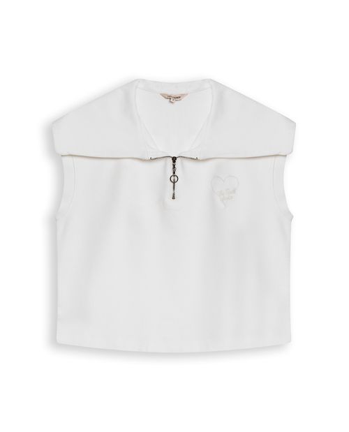 Camiseta de Mujer Moda Tipo Chaleco Media Perilla Cierre con Bordado Jersey en Mezcla Técnica