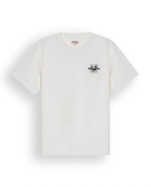 Camiseta de Hombre Slim Fit Manga Corta Marquilla y Bordado Sobrepuesto Textura Waffle en Mezcla de Algodón