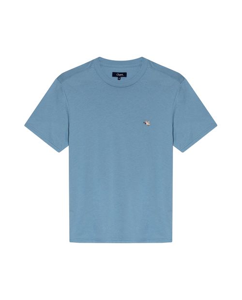 Camiseta de Hombre Slim Fit Manga Corta Cuello Redondo Pato Bordado en Algodón Pima