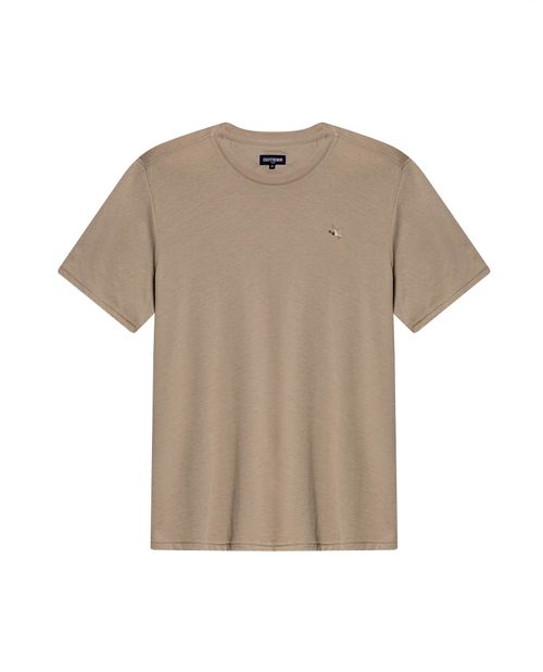 Camiseta de Hombre Slim Fit Manga Corta Cuello Redondo Pato Bordado en Algodón Pima