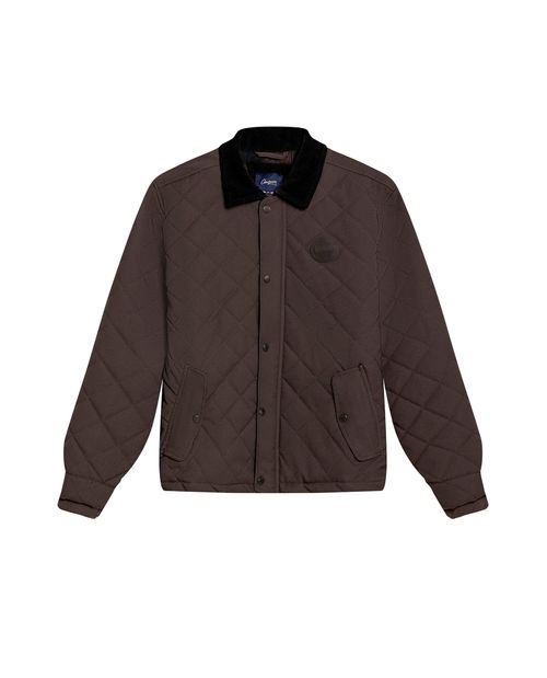 Chaqueta de Hombre Acolchada Piezas en Corduroy Forro de Cuadros Perchados en Mezcla de Poliéster y Algodón