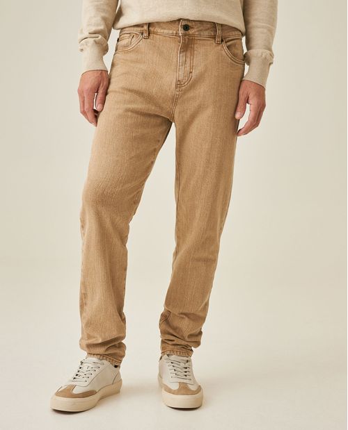 Pantalón de Hombre 5 Bolsillos Tiro Medio Lavado Especial y Reservas en Mezcla de Algodón