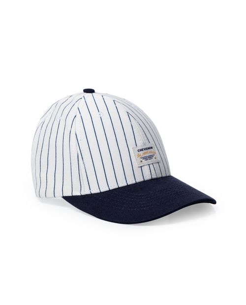 Gorra Unisex 6 Paneles Drill Base Rayas con Marquilla Frente-Lateral en Algodón