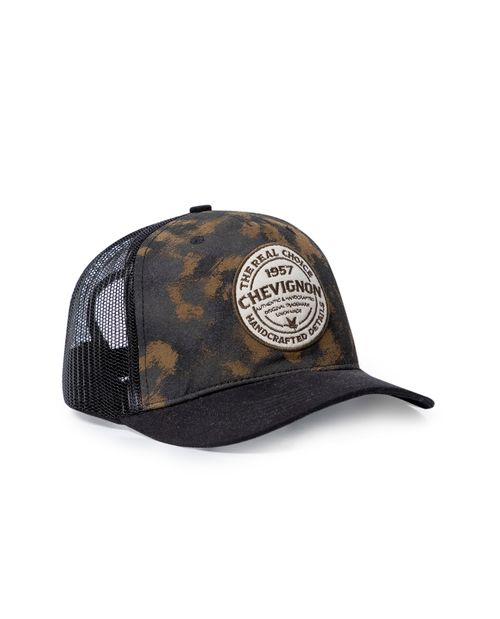 Gorra Unisex Trucker Drill Camuflada con Bordado Tipo Aplique en Mezcla de Algodón
