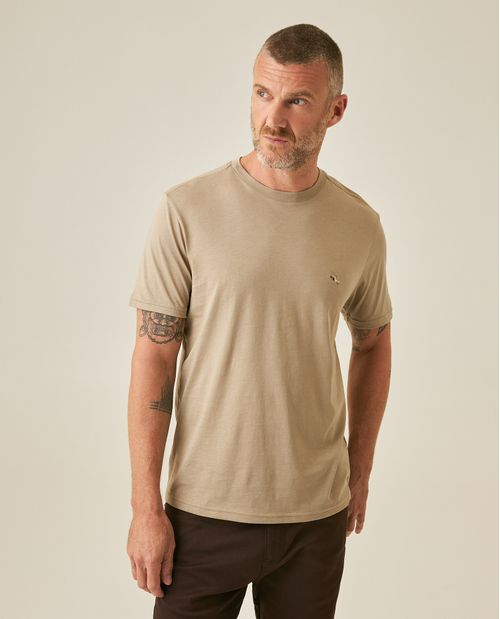 Camiseta de Hombre Slim Fit Manga Corta Cuello Redondo Pato Bordado en Algodón Pima