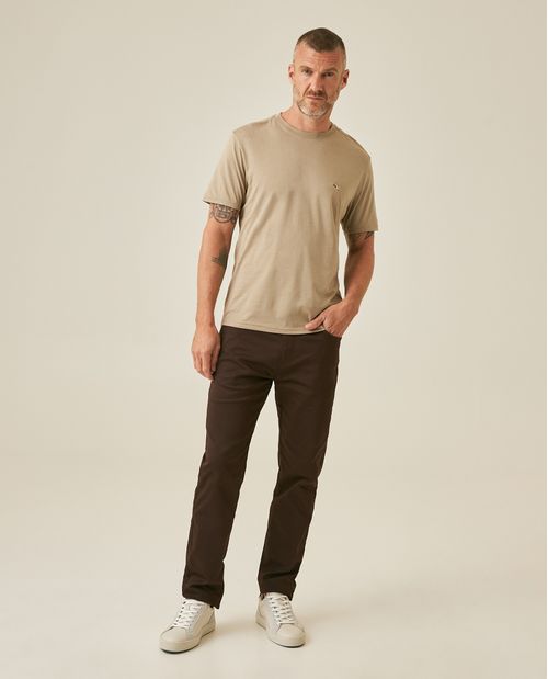 Camiseta de Hombre Slim Fit Manga Corta Cuello Redondo Pato Bordado en Algodón Pima