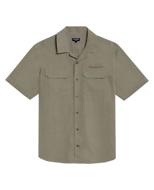 Camisa de Hombre Manga Corta Classic Fit Bolsillos de Parche Mini Solapa en Mezcla de Lyocell y Algodón