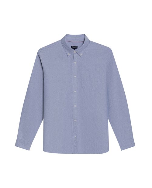 Camisa de Hombre Manga Larga Regular Fit Button Down Bolsillo Espada Tela Oxford en Algodón