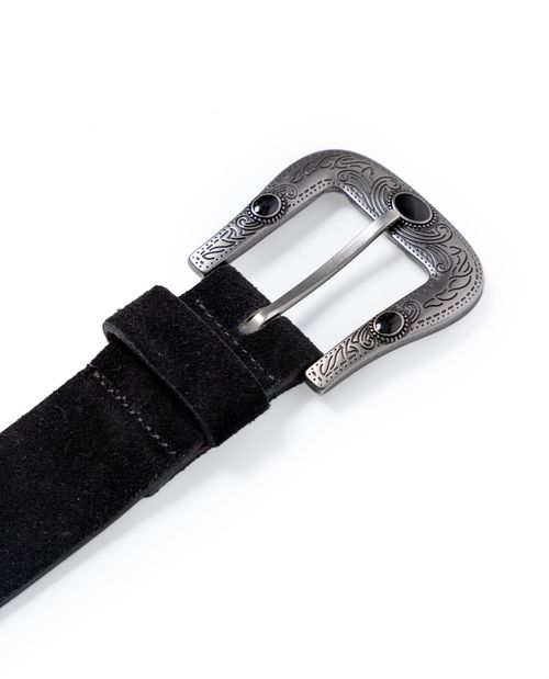 Cinturón de Mujer en Cuero Carnaza con Hebilla XL Western y Remaches Texanos