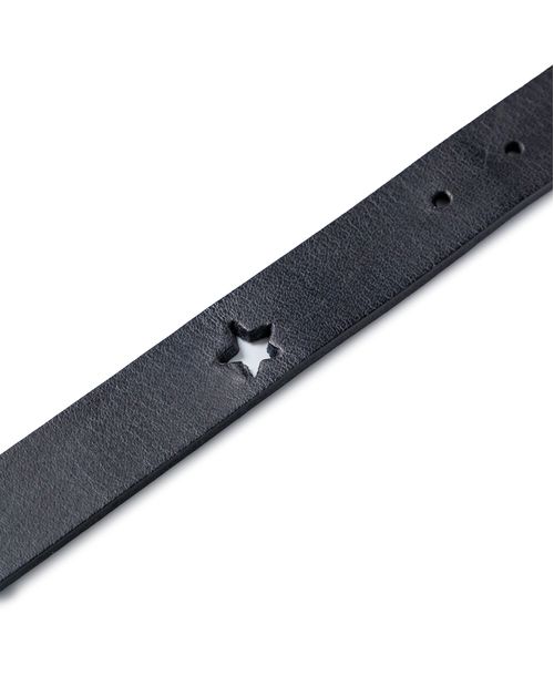 Cinturón de Mujer Delgado en Cuero con Chapa Western y Estrellas Troqueladas