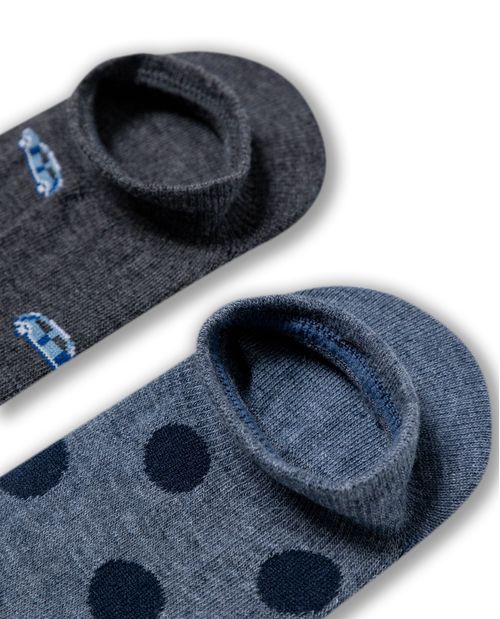 Bipack Medias Invisibles de Hombre con Puño de Ajuste en Mezcla de Algodón y Elastano