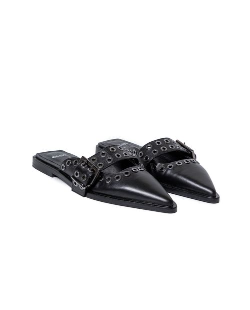 Zapatos de Mujer Mules Destalonados Puntera Afilada en Cuero Vacuno