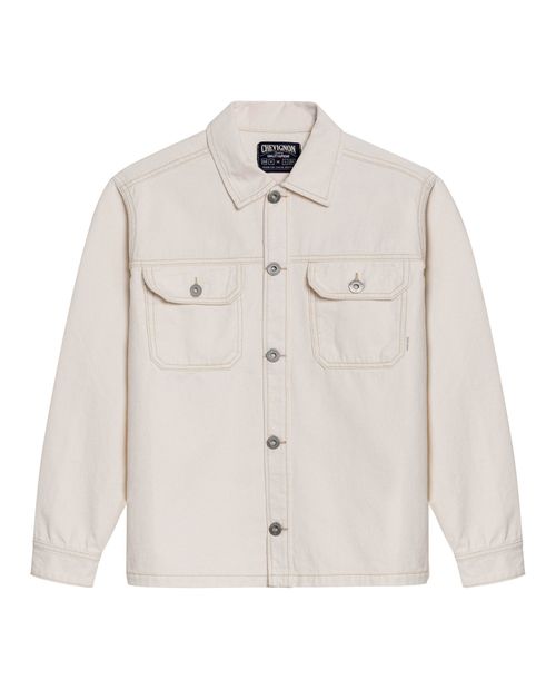 Shacket de Hombre Silueta Recta Lavado Crudo Marfil en Algodón