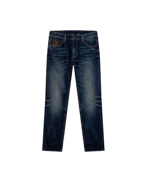 Jean de Hombre Straight Fit Tiro Alto Lavado Ultra Oscuro en Mezcla de Algodón Revenge