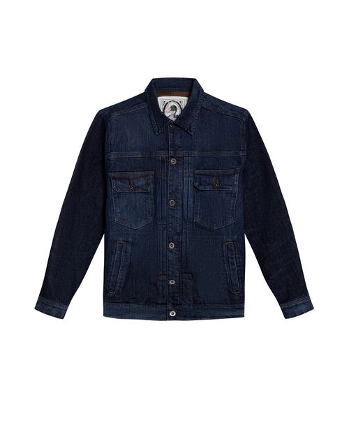 Chaqueta de Hombre Trucker Forrada Lavado Oscuro en Mezcla de Algodón