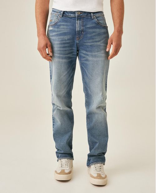 Jean de Hombre Slim Fit Tiro Medio Lavado Claro con Rotos en Mezcla de Algodón Reciclado Morrison