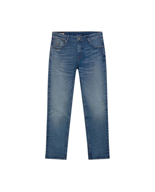 Jean de Hombre Slim Fit Tiro Medio Lavado Claro con Rotos en Mezcla de Algodón Reciclado Morrison