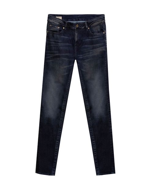 Jean de Hombre Skinny Fit Tiro Medio Lavado Ultra Oscuro Look Vintage en Mezcla de Algodón Famous