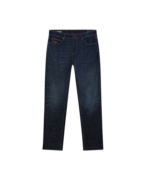 Jean de Hombre Slim Fit Tiro Medio Lavado Ultra Oscuro con Desgastes Clásicos en Mezcla de Algodón Morrison