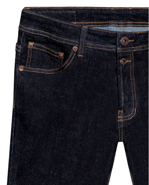 Jean de Hombre Rider Skinny Fit Tiro Bajo Lavado Ultra Oscuro en Mezcla de Algodón