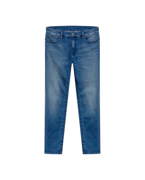 Jean de Hombre Skinny Fit Tiro Medio Lavado Medio Básico en Mezcla de Algodón Famous