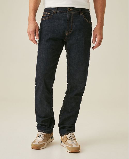 Jean de Hombre Slim Fit Tiro Medio Lavado Ultra Oscuro Básico en Mezcla de Algodón Morrison