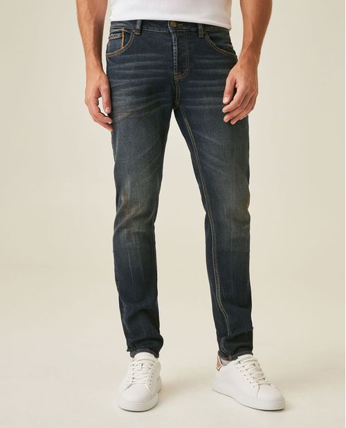 Jean Heritage de Hombre Super Slim Fit Tiro Bajo Lavado Ultra Oscuro en Mezcla de Algodón Rider