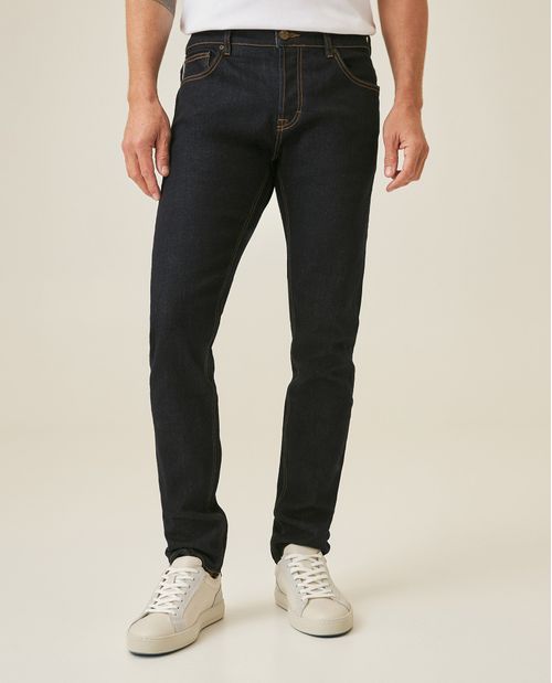 Jean Heritage de Hombre Skinny Fit Tiro Bajo Lavado Ultra Oscuro Clásico Selvedge en Mezcla de Algodón Rider
