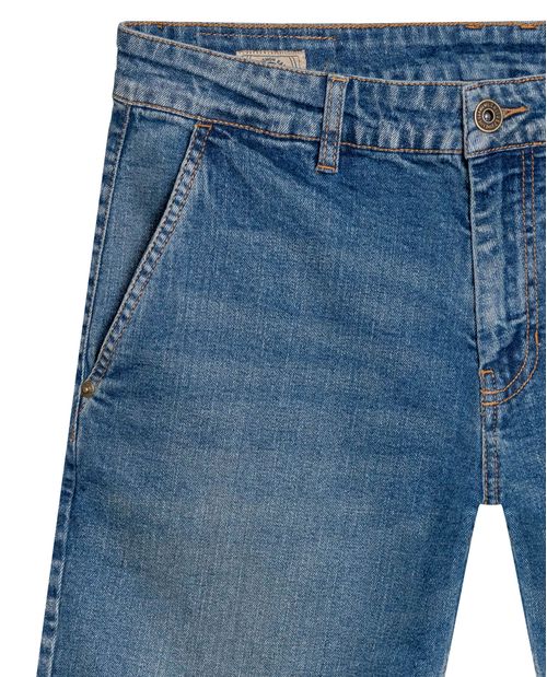 Bermuda de Hombre Regular Fit Tiro Medio Lavado Medio Detalles Tipo Chino en Algodón Orgánico