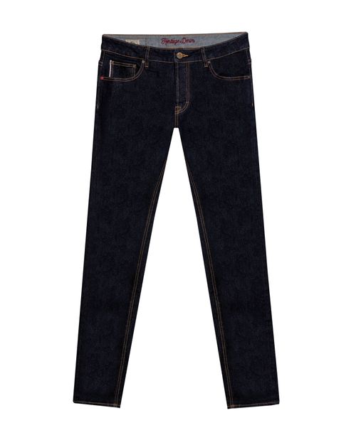 Jean Heritage de Hombre Skinny Fit Tiro Bajo Lavado Ultra Oscuro Clásico Selvedge en Mezcla de Algodón Rider