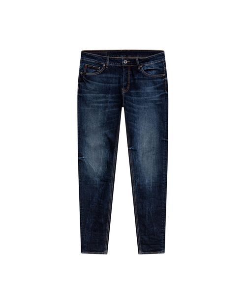 Jean de Hombre Rider Skinny Fit Tiro Bajo Lavado Oscuro con Presillas en Mezcla de Algodón