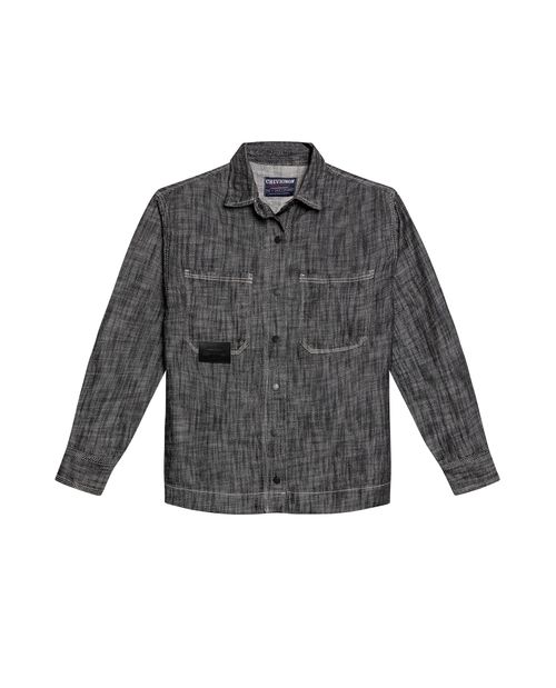 Camisa de Mujer Shaket Efecto Desgaste Marcado Lavado Gris en Algodón